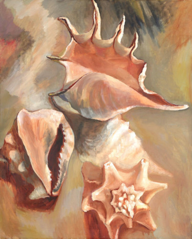 Pintura intitulada "Sand-colored seashe…" por Petr Ldin, Obras de arte originais, Óleo