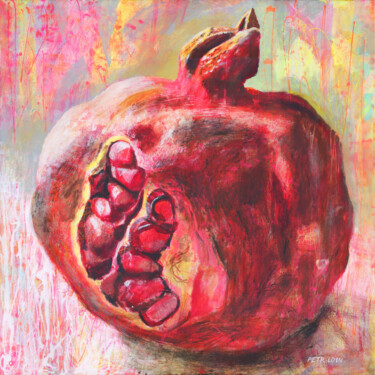 Painting titled "pomegranate" by Petr Ldin, Original Artwork, Acrylic