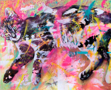 Pittura intitolato "CLOUD CAT" da Petr Ldin, Opera d'arte originale, Acrilico