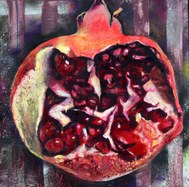 Painting titled "OPEN POMEGRANATE" by Petr Ldin, Original Artwork, Acrylic