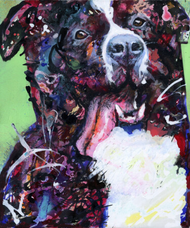 Pintura titulada "Bernese Mountain Dog" por Petr Ldin, Obra de arte original, Acrílico