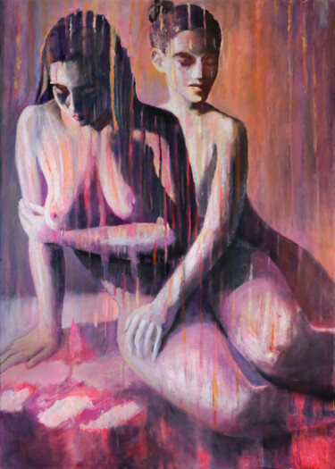 "TWO IN TENDER LIGHT" başlıklı Tablo Petr Ldin tarafından, Orijinal sanat, Petrol