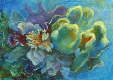 Painting titled "Underwater Flower" by Petr Ldin, Original Artwork, Oil