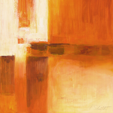 Pittura intitolato "Komposition in Oran…" da Petra Eva Maria Schüßler, Opera d'arte originale, Acrilico