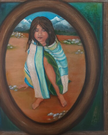 Картина под названием "Nepalesisches Mädch…" - Petra Hartwigsen, Подлинное произведение искусства, Акрил Установлен на Дерев…