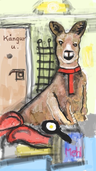 Digitale Kunst mit dem Titel "Synjes Känguru" von Petra Hüther, Original-Kunstwerk, Digitale Malerei