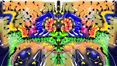 Digitale Kunst mit dem Titel "Innere Explosion" von Petra Hüther, Original-Kunstwerk, Digitale Malerei