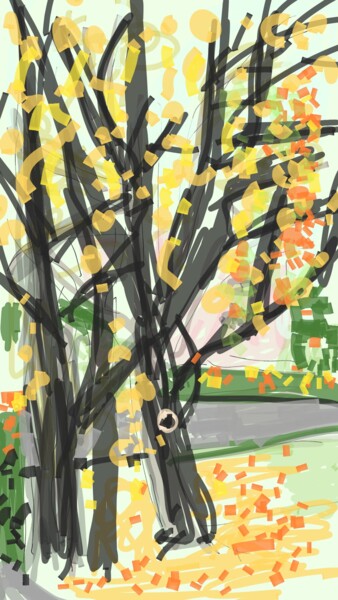 Digitale Kunst mit dem Titel "Baum in Göllheim am…" von Petra Hüther, Original-Kunstwerk, Digitale Malerei