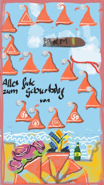 Digitale Kunst getiteld "Alles Gute zum 50.t…" door Petra Hüther, Origineel Kunstwerk, Digitaal Schilderwerk