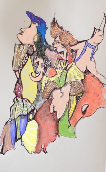 Drawing titled "In alle Richtungen…" by Petra Hüther, Original Artwork, Paper