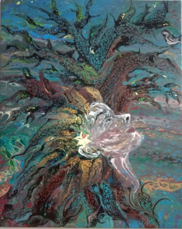 Pittura intitolato "The soul of the tree" da Petra Kondov, Opera d'arte originale, Acrilico