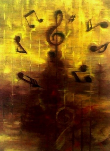 Painting titled "Dancing notes" by Petra Nikita Pavlovičová, Original Artwork, Oil