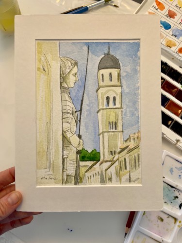 Malerei mit dem Titel "Dubrovnik" von Petra Farac, Original-Kunstwerk, Aquarell