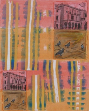 Painting titled "Pigeons" by Petra Farac, Original Artwork