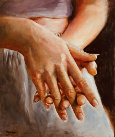 Painting titled "Hands" by Petra Gruiters, Original Artwork, Oil