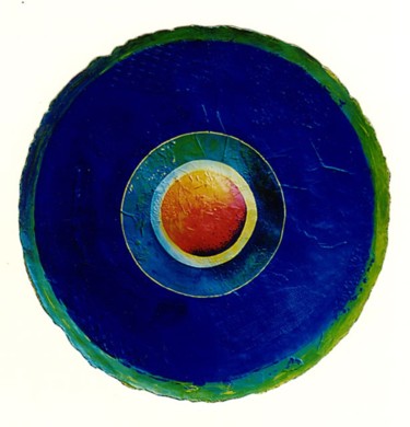 Peinture intitulée "Diskus soleil" par Petra Schubert Lechner, Œuvre d'art originale, Huile