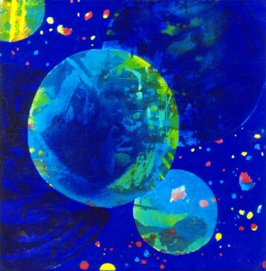 Peinture intitulée "Le pétillant Cosmos…" par Petra Schubert Lechner, Œuvre d'art originale, Huile