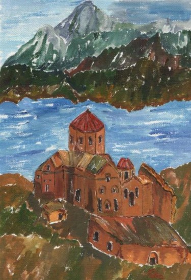 Malerei mit dem Titel "Akdamar-Insel, Van,…" von Petra Wohlwerth, Original-Kunstwerk, Öl