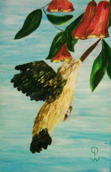 Malerei mit dem Titel "Kolibri" von Petra Wohlwerth, Original-Kunstwerk