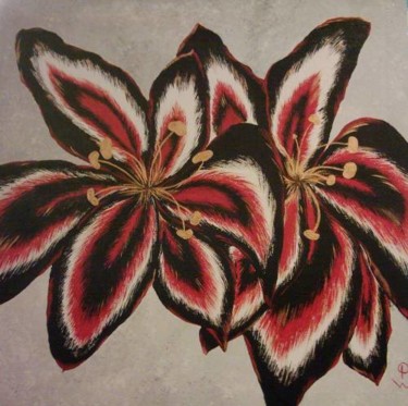 Malerei mit dem Titel "Lily black and red" von Petra Wohlwerth, Original-Kunstwerk