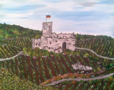 Malerei mit dem Titel "Burgruine Landshut" von Petra Wohlwerth, Original-Kunstwerk