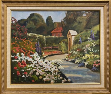 Pittura intitolato "Le jardin en fleurs" da Petre Stronsky, Opera d'arte originale, Olio