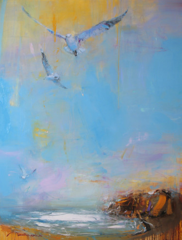 Картина под названием "Чайки" - Yuriy Petrenko, Подлинное произведение искусства, Масло