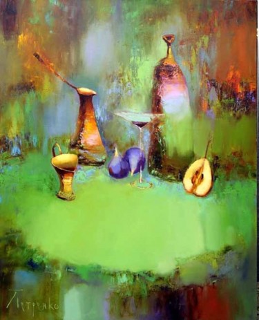 Painting titled "Still Life with Fig" by Yuriy Petrenko, Original Artwork, Oil