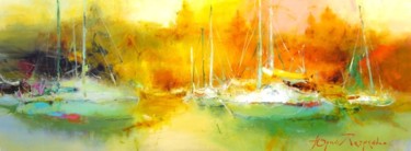 Картина под названием "yacht" - Yuriy Petrenko, Подлинное произведение искусства, Масло