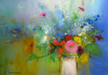 Malerei mit dem Titel "Flowers" von Yuriy Petrenko, Original-Kunstwerk, Öl