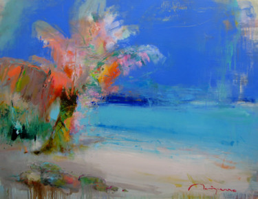 Peinture intitulée "Sea, palm trees" par Yuriy Petrenko, Œuvre d'art originale, Huile