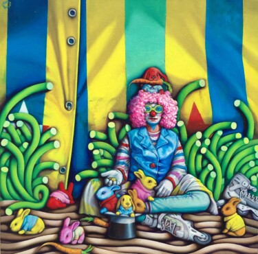 Painting titled "Clown" by Carlo Petrini, Original Artwork, Oil