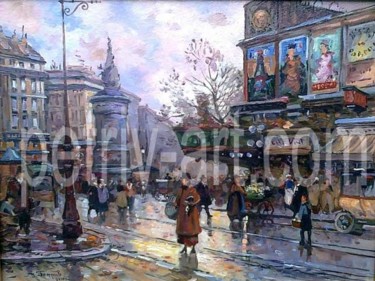 Картина под названием "Городской пейзаж 1" - Владимир Петрив, Подлинное произведение искусства, Масло