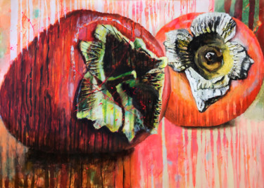 Two PERSIMMONS Painting titled "Two PERSIMMONS" by Petr Ldin, Original Art, Acrylic