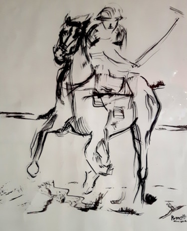 Dibujo titulada "REVÉS IMPERIAL" por Marcelo Petrocelli, Obra de arte original, Tinta