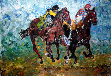 Painting titled "turf magnifico" by Marcelo Petrocelli, Original Artwork, Acrylic Mounted on Wood Panel
