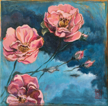Картина под названием "Fleur 2" - Pétronille Remaury, Подлинное произведение искусства, Акрил