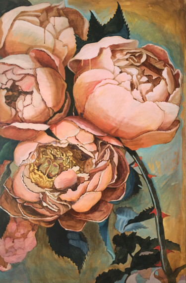 Malerei mit dem Titel "Fleurs 2" von Pétronille Remaury, Original-Kunstwerk, Acryl Auf Keilrahmen aus Holz montiert