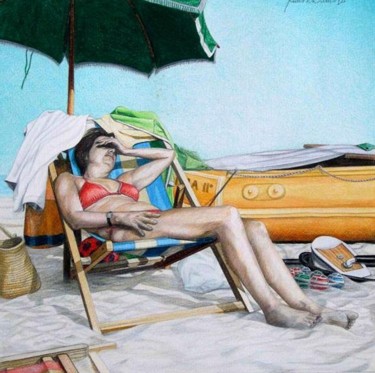 Disegno intitolato "sabbia e sole" da Franco Petrosemolo, Opera d'arte originale