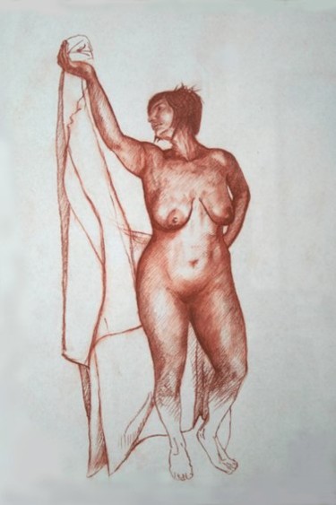 Disegno intitolato "nudo" da Franco Petrosemolo, Opera d'arte originale