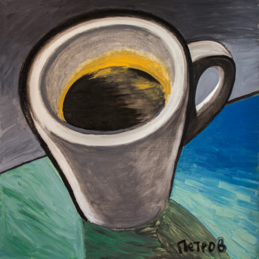 Painting titled "Чашка эспрессо (Cup…" by Kirill Petrov, Original Artwork, Oil
