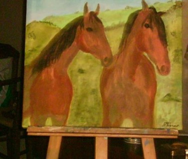 Peinture intitulée "chevaux sauvages" par François Peyrout, Œuvre d'art originale