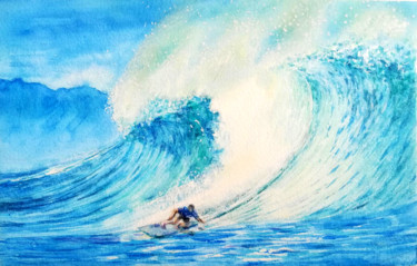 Painting titled "surf" by Veronia Song, Original Artwork, Watercolor