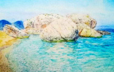 Peinture intitulée "sea stone" par Veronia Song, Œuvre d'art originale, Aquarelle