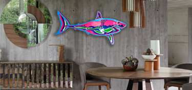 SharkyPopV2 Sculpture intitulée "SharkyPopV2" par Pierre Lamblin, Œuvre d'art originale, Résine
