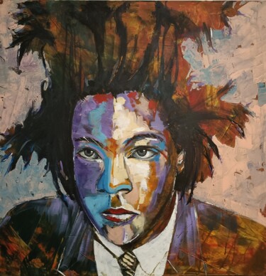 Schilderij getiteld "Jean-Michel Basquiat" door Patrício Morais, Origineel Kunstwerk, Acryl