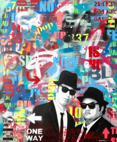 Pintura intitulada "Blues Brothers" por Philippe Euger, Obras de arte originais, Tinta spray
