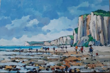 Painting titled "Basse mer près de D…" by Philippe Euger, Original Artwork, Oil