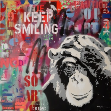 Painting titled "Keep smiling" by Philippe Euger, Original Artwork, Spray paint