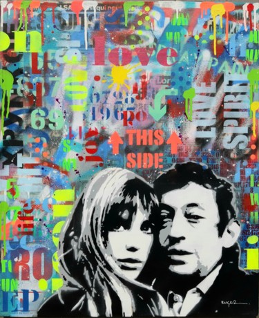 Painting titled "Jane & Serge" by Philippe Euger, Original Artwork, Spray paint